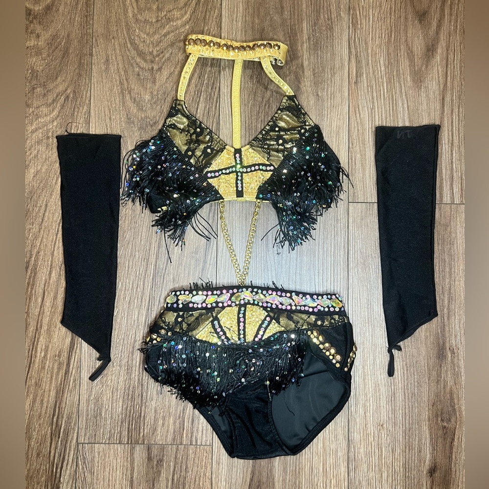 Sparkling Glamour Gold and Black Kids Costume Set